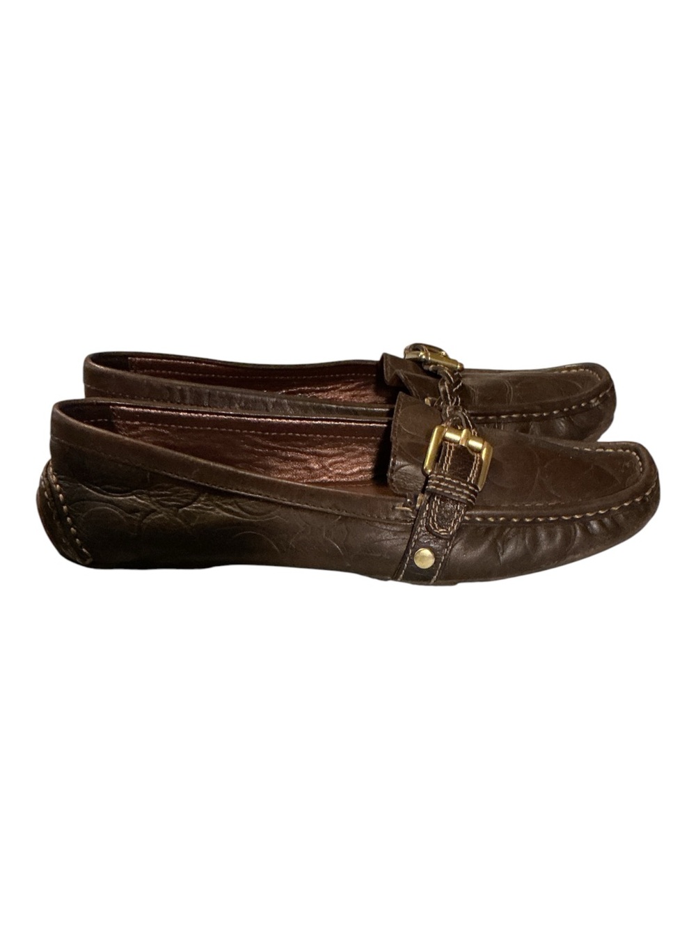 Women’s Brown Leather Braided Buckle Loafers - Picture 3 of 6
